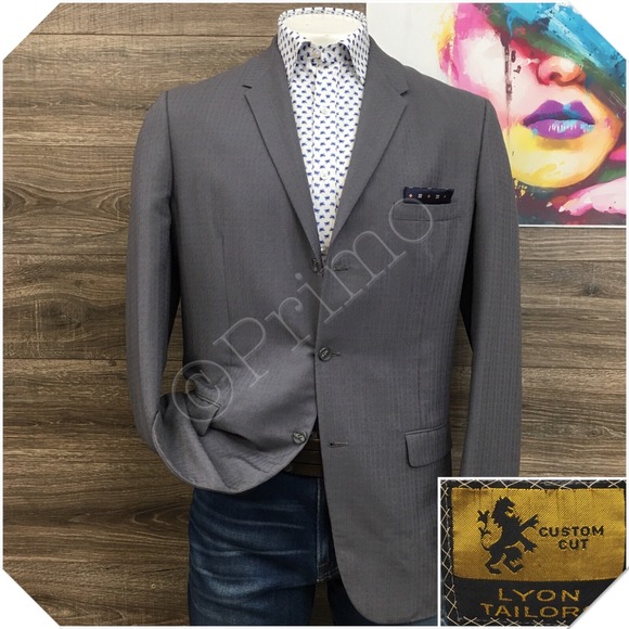 VINTAGE 60s BESPOKE Mens Blazer Sport Coat‎ Casual Jacket Size 44L Wool Suit USA